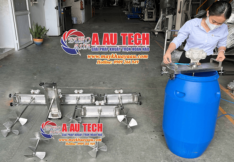 máy khuấy khí nén gá thùng phuy