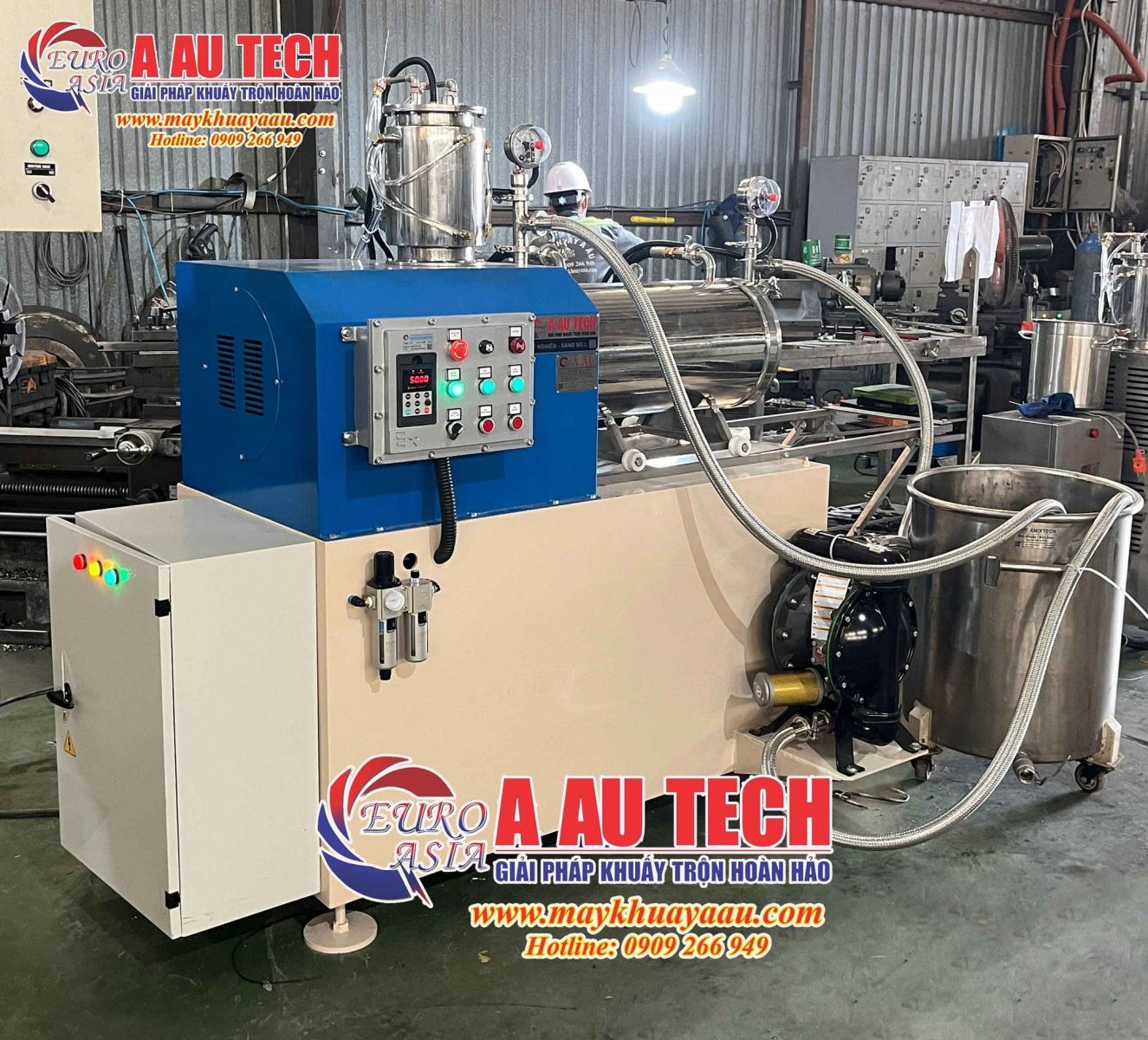 máy nghiền sơn dạng nằm ngang