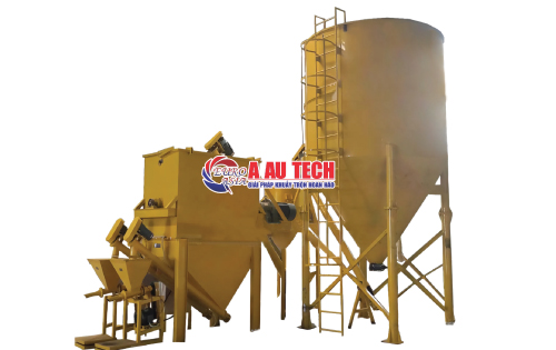 Máy trộn bột trét kèm silo chứa 30 tấn