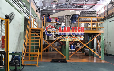 Máy khuấy sơn hệ xoay lắp trên sàn thao tác 2000 lít